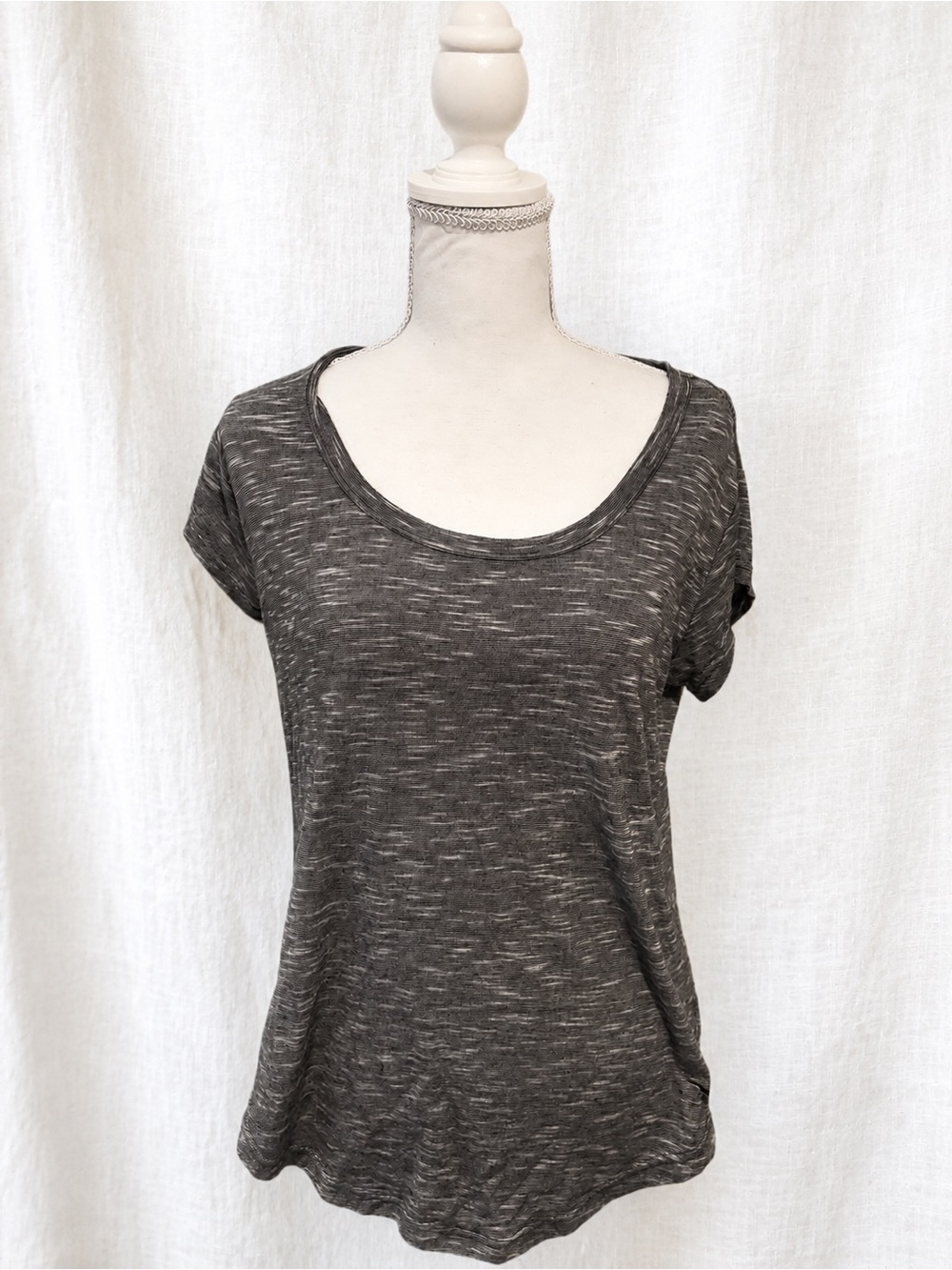 Diadora Women's Heathered Dark Gray Scoop Neck Tee